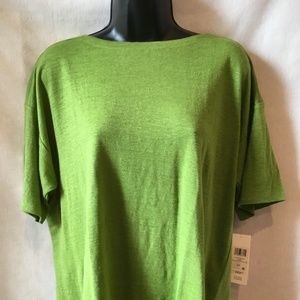 Eileen Fisher Organic Linen Slouchy Green Top SM